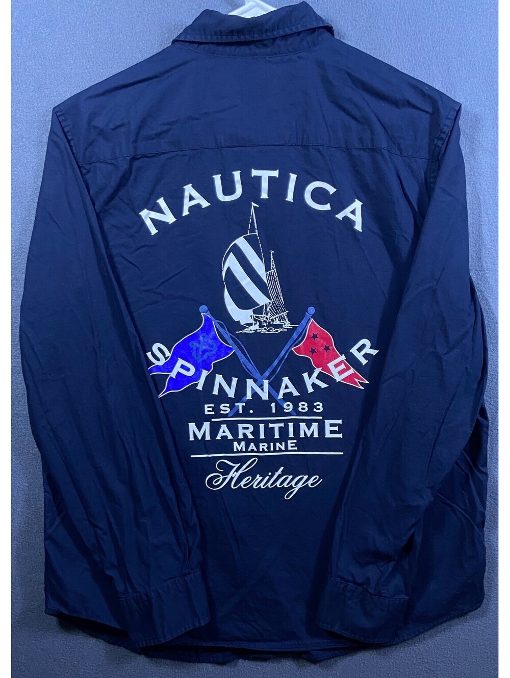 Nautica Spinnaker Limited Edition Shirt Men's L Navy 35th Anniversary Heritage